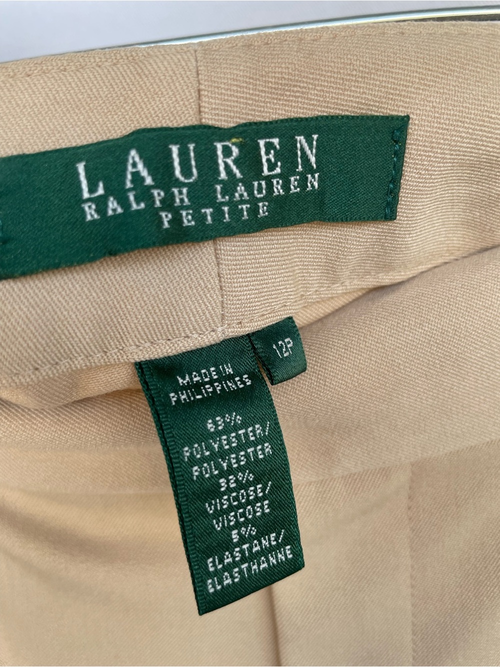 Lauren Ralph Lauren Beige straight/relaxed Leg Dress Pants size 12P - Picture 7 of 12